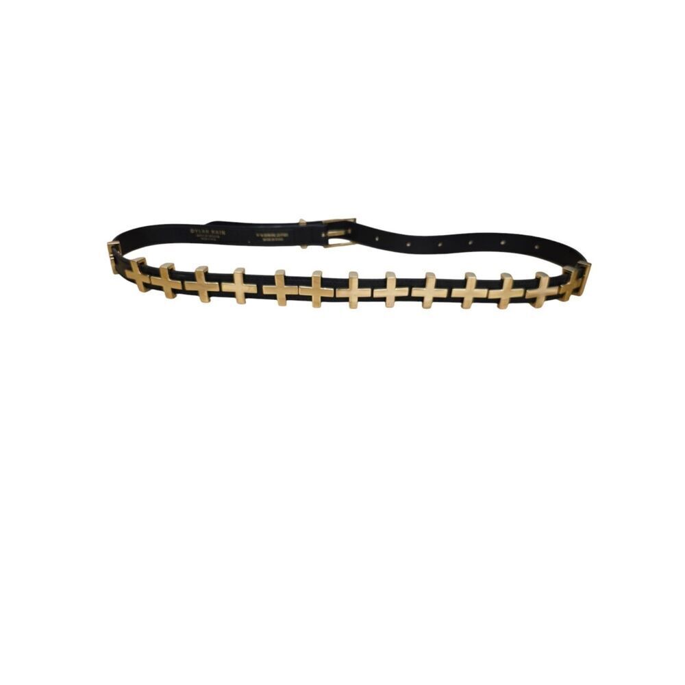 Dylan Kain The Brooklyn Belt Womens Black Leather Light Gold Adjustable One Size